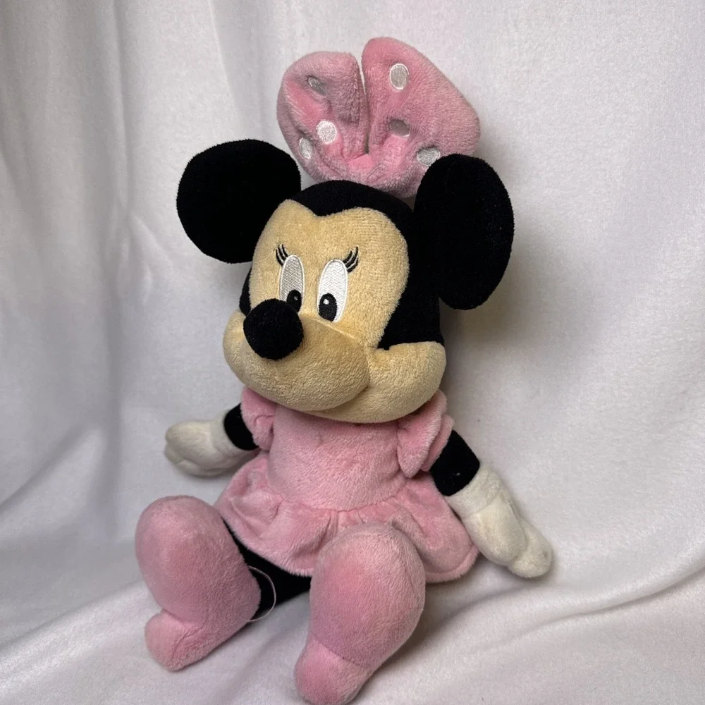Disney Baby Minnie Mouse Plush Doll Rattle Baby‎ Infant Toy Polka Dot Ribbon 15